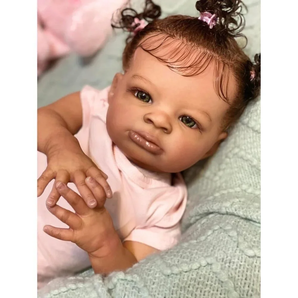 20Inch Realistic Baby Doll African American Reborn Babies Brown Country Doll